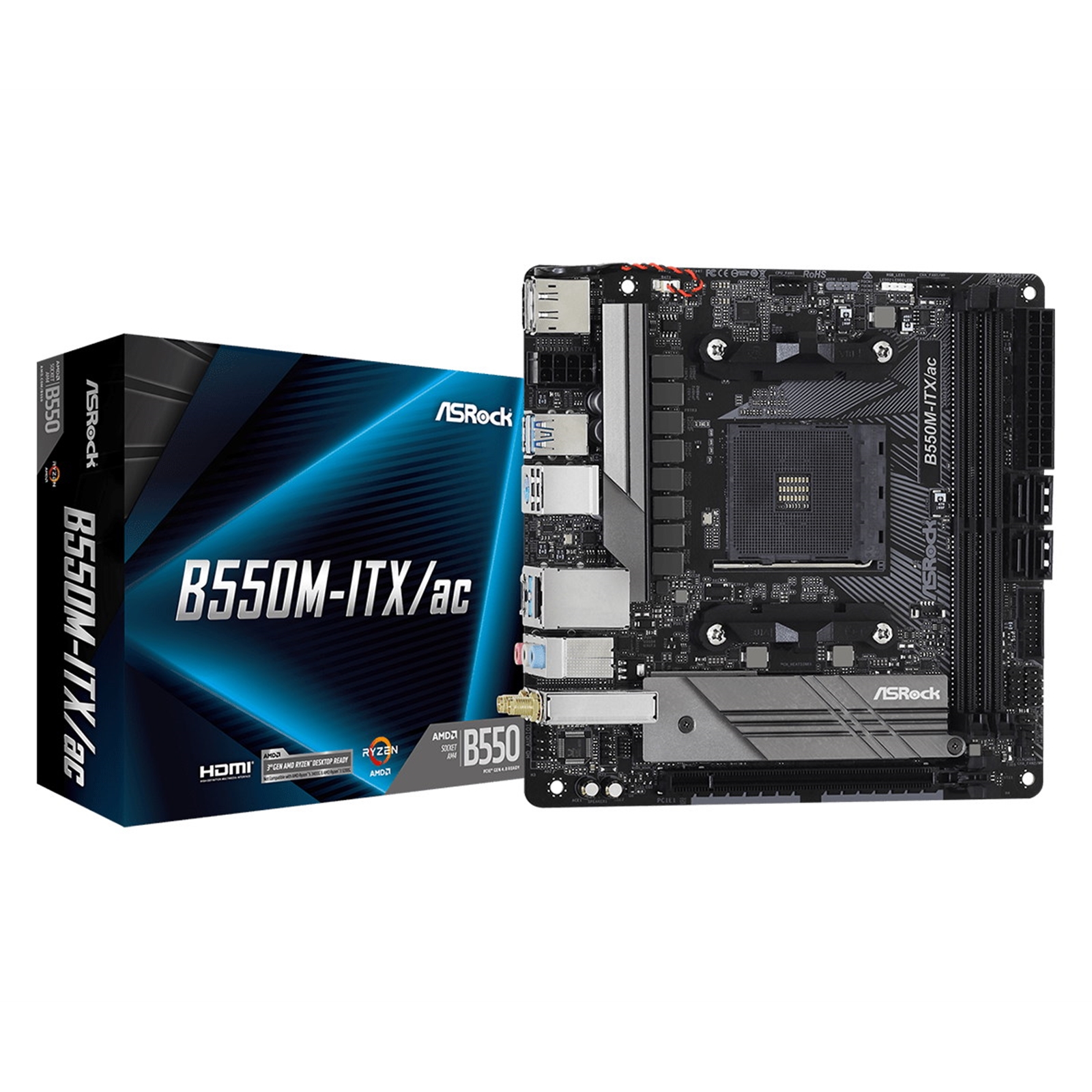ASRock B550M-ITX/ac AMD AM4 Socket Motherboard, Mini-ITX, 2x DDR4 Slots, 1x M.2 Socket, GbE LAN, Wi-Fi 5, 1x DisplayPort / 1x HDMI Port - Image 3