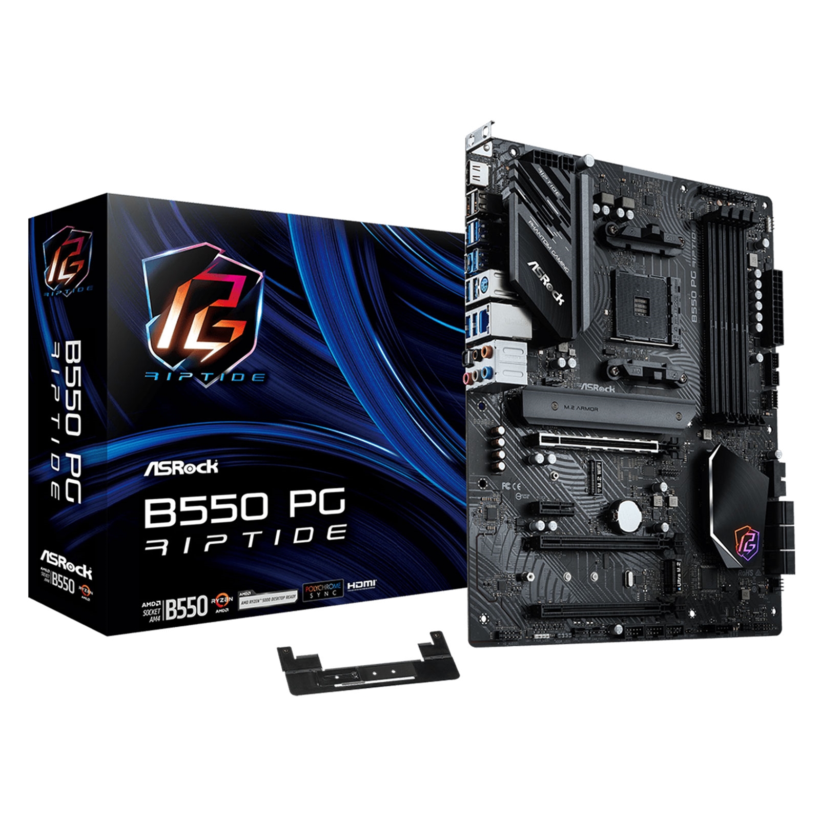 ASRock B550 PG RIPTIDE AMD AM4 Socket Motherboard, ATX, 4x DDR4 Slots, 2x M.2 Socket, 2.5GbE LAN, 1x HDMI Port - Image 3
