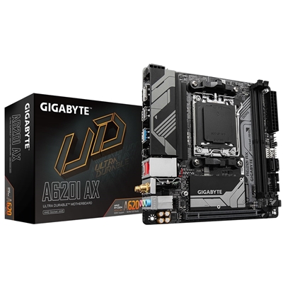 Gigabyte A620I AX (rev. 1.0) AMD AM5 Socket Motherboard, Mini-ITX, 2x DDR5 Slots, 1x M.2 Socket, 2.5GbE LAN, Wi-Fi 6E, 1 x DisplayPort / 1x HDMI Port - Image 2