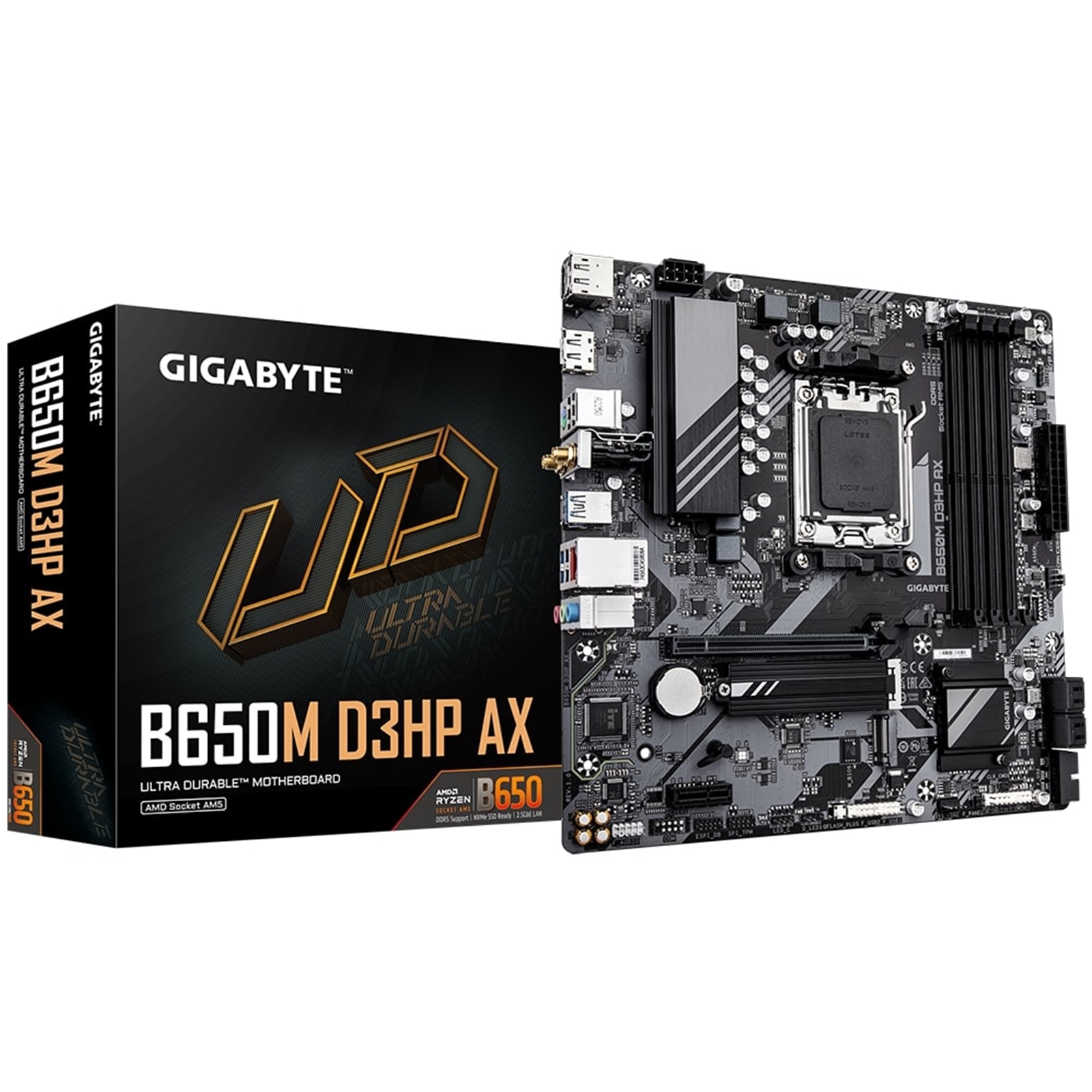 Gigabyte B650M D3HP AX Ultra Durable AMD AM5 Socket Motherboard, Micro-ATX, 4x DDR5 Slots, 2x M.2 Sockets, 2.5GbE LAN, Wi-Fi 6E, 2x DisplayPorts / 1x HDMI Port - Image 3