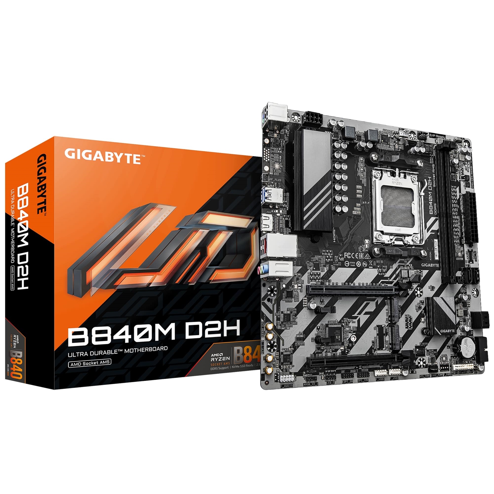 Gigabyte B840M D2H AMD AM5 Socket Motherboard, Micro-ATX, 2x DDR5 Slots, 2x M.2 Socket, 2.5GbE LAN, 1x HDMI Port - Image 3