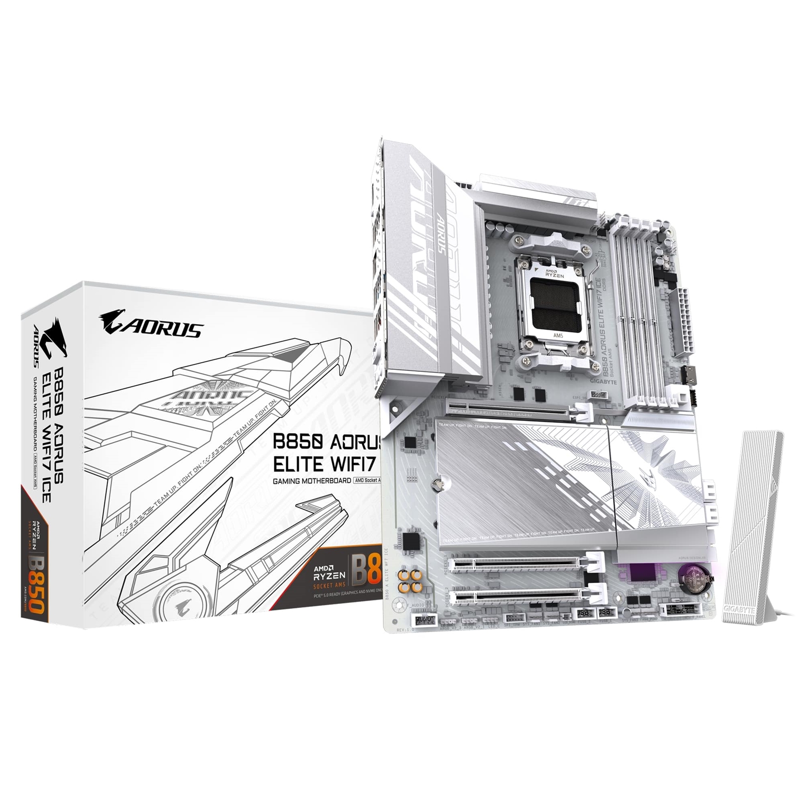 Gigabyte B850 AORUS ELITE WIFI7 ICE AMD AM5 Socket Motherboard, ATX, 4x DDR5 Slots, 3x M.2 Sockets, Fitted I/O Shield, 2.5GbE LAN, Wi-Fi 7, 1x DisplayPort / 1x HDMI Port - Image 3