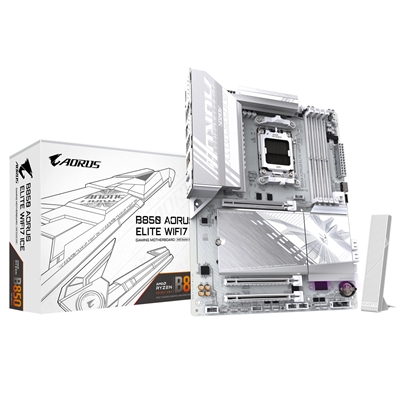 Gigabyte B850 AORUS ELITE WIFI7 ICE AMD AM5 Socket Motherboard, ATX, 4x DDR5 Slots, 3x M.2 Sockets, Fitted I/O Shield, 2.5GbE LAN, Wi-Fi 7, 1x DisplayPort / 1x HDMI Port - Image 2
