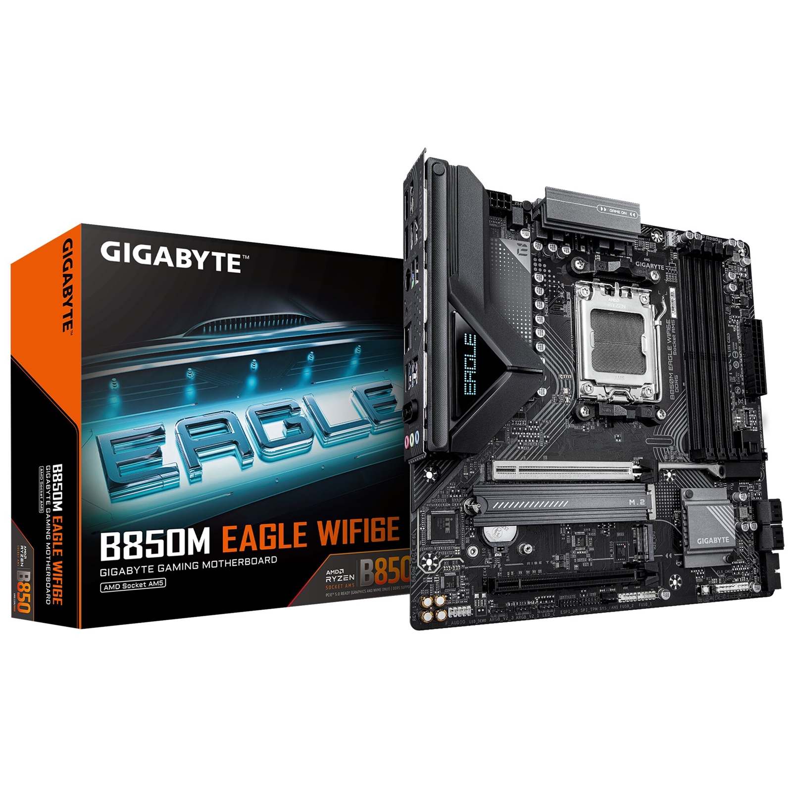 Gigabyte B850M Eagle WIFI6E AMD AM5 Socket Motherboard, Micro ATX, 4x DDR5 Slots, 2x M.2 Sockets, Fitted I/O Shield, 2.5GbE LAN, Wi-Fi 6E, 2x DisplayPort / 1x HDMI Port - Image 3