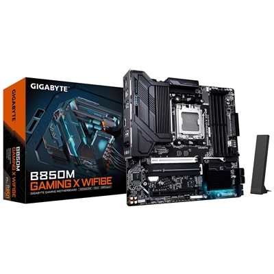 Gigabyte B850M GAMING X WIFI6E AMD AM5 Socket Motherboard, Micro-ATX, 4x DDR5 Slots, 2x M.2 Sockets, Fitted I/O Shield, 2.5GbE LAN, Wi-Fi 6E, 2x DisplayPorts / 1x HDMI Port - Image 2