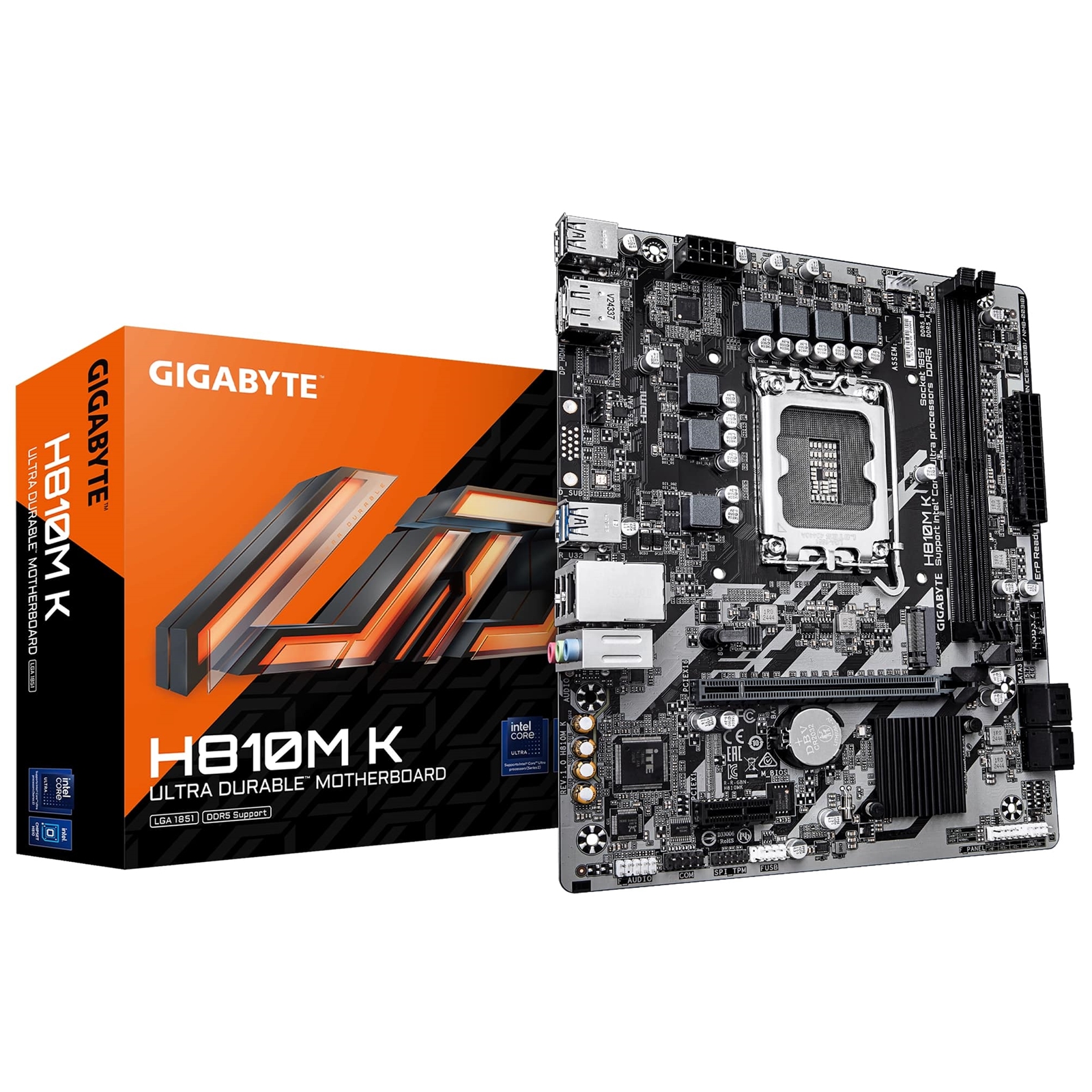 Gigabyte H810M K Intel 1851 Socket Motherboard, Micro ATX, 2x DDR5 Slots, 1x M.2 Socket, GbE LAN, 1x DisplayPort / 1x HDMI Port - Image 3