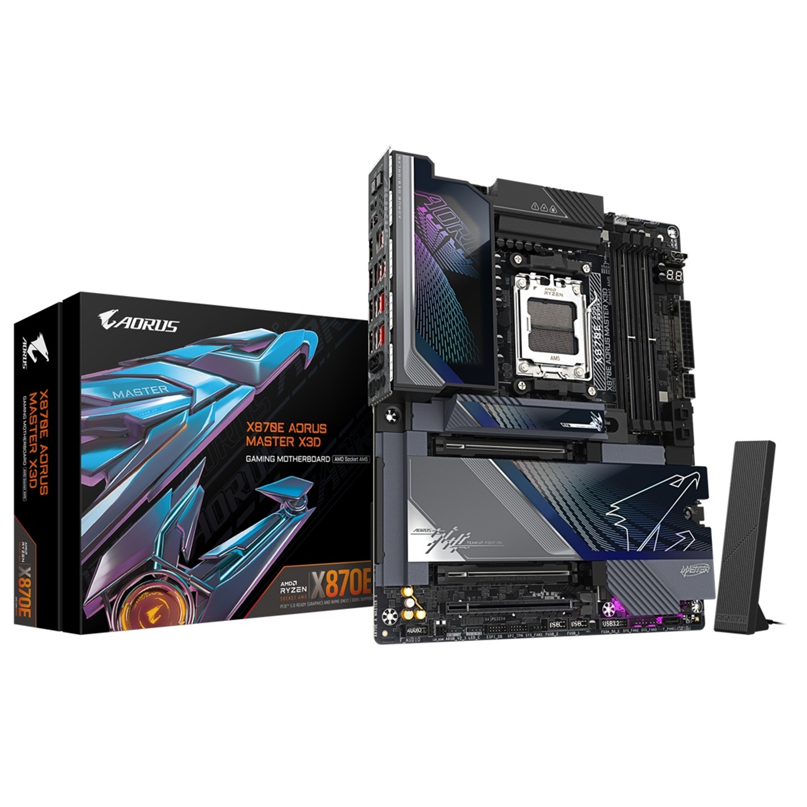 Gigabyte X870E AORUS MASTER X3D AMD AM5 Socket Motherboard, ATX, 4x DDR5 Slots, 5x M.2 Sockets, Fitted I/O Shield, 10GbE LAN, Wi-Fi 7, 1x HDMI Port / 2x USB-C (USB4) - Image 3