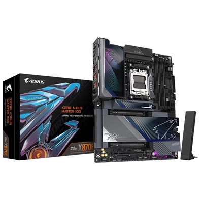 Gigabyte X870E AORUS MASTER X3D AMD AM5 Socket Motherboard, ATX, 4x DDR5 Slots, 5x M.2 Sockets, Fitted I/O Shield, 10GbE LAN, Wi-Fi 7, 1x HDMI Port / 2x USB-C (USB4) - Image 2