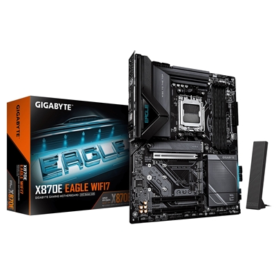 Gigabyte X870E EAGLE WIFI7 AMD AM5 Socket Motherboard, ATX, 4x DDR5 Slots, 4x M.2 Socket, Fitted I/O Shield, 5GbE LAN, Wi-Fi 7, 1x HDMI Port / 2x USB-C (USB4) - Image 2