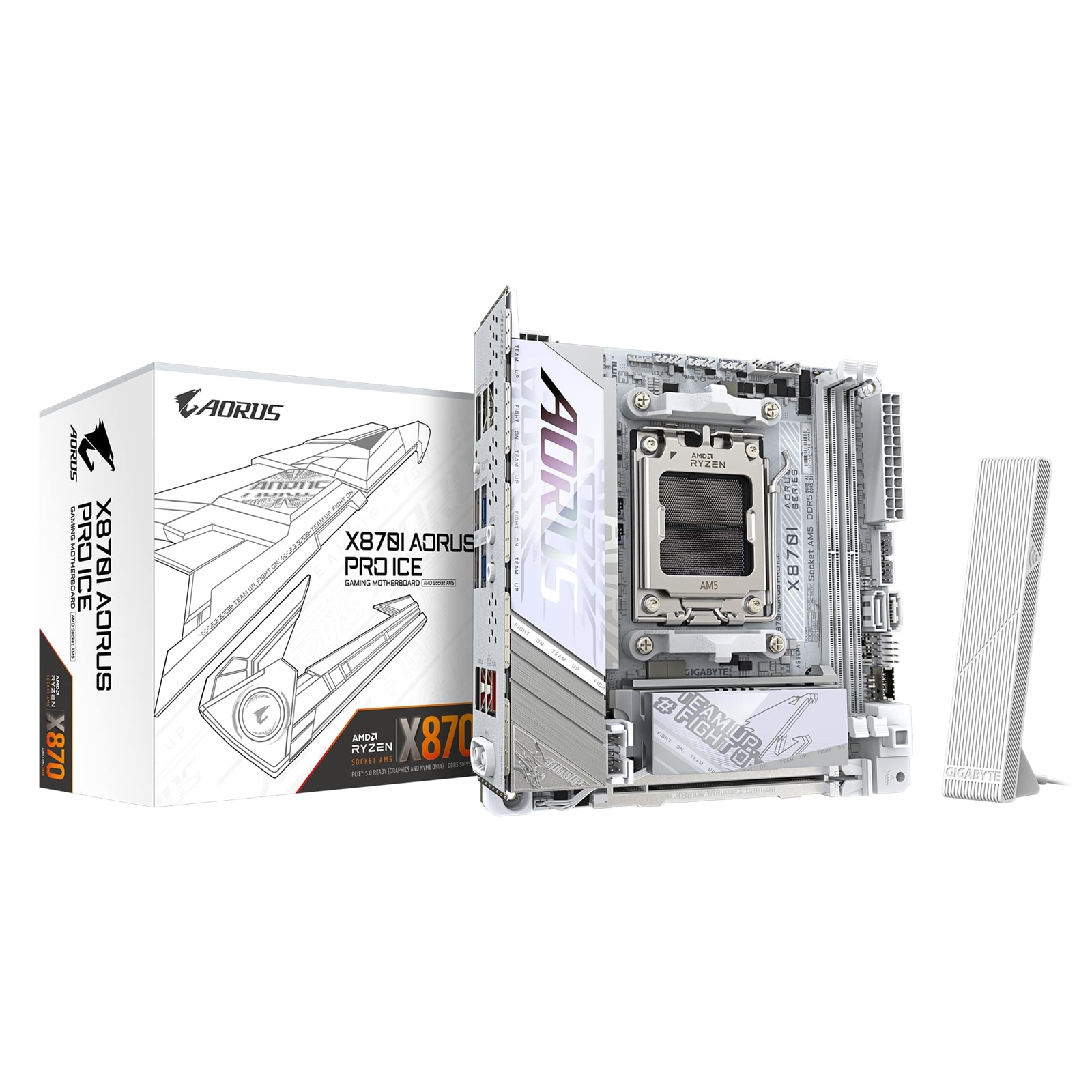 Gigabyte X870I AORUS PRO ICE AMD AM5 Socket Motherboard, Mini-ITX, 2x DDR5 Slots, 2x M.2 Sockets, Fitted I/O Shield, 2.5GbE LAN, Wi-Fi 7, 1x HDMI Port / 1x USB-C (USB4) - Image 3