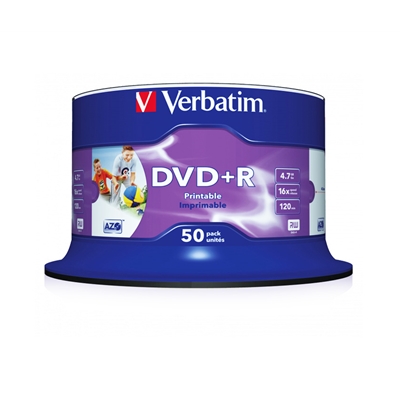 Verbatim (43512) DVD+R 16X 4.7GB 50 Pack Spindle Wide Inkjet Printable No ID - Image 2