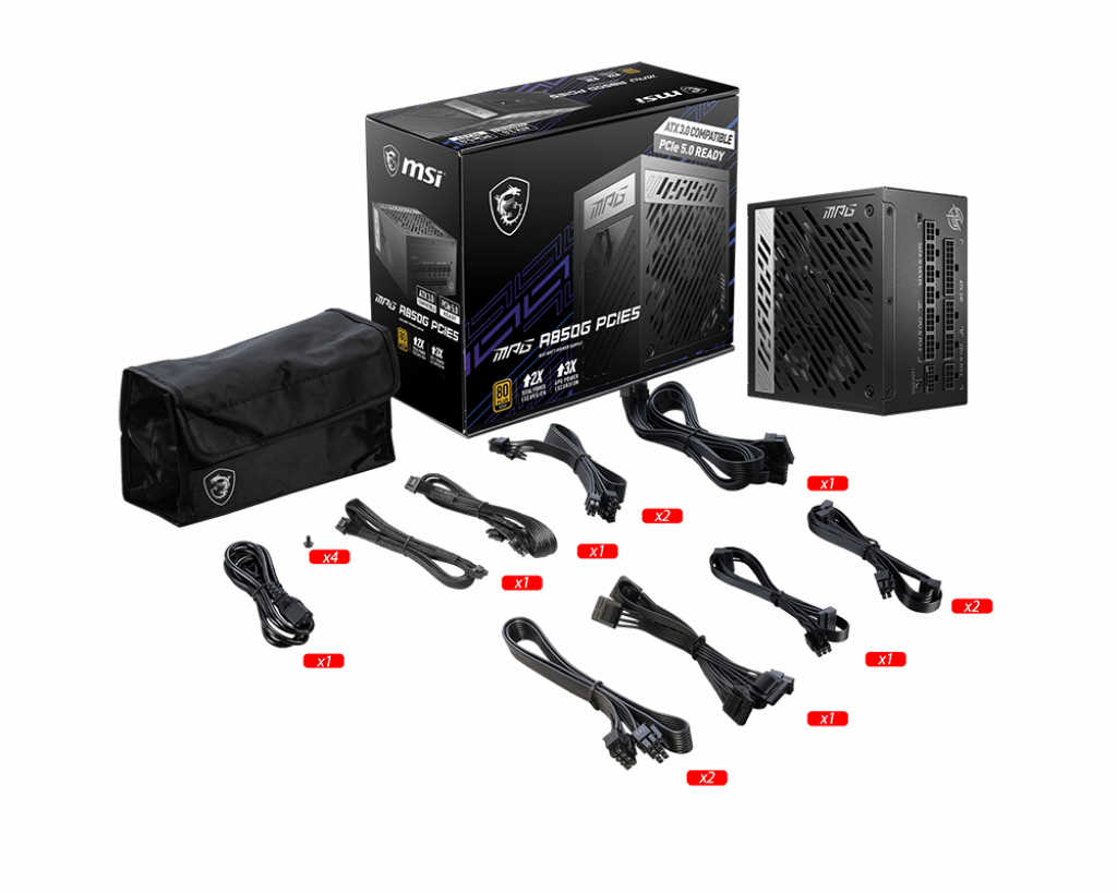 MSI 850W GOLD F/MODULAR MPG A850G PCIE5 - Image 5