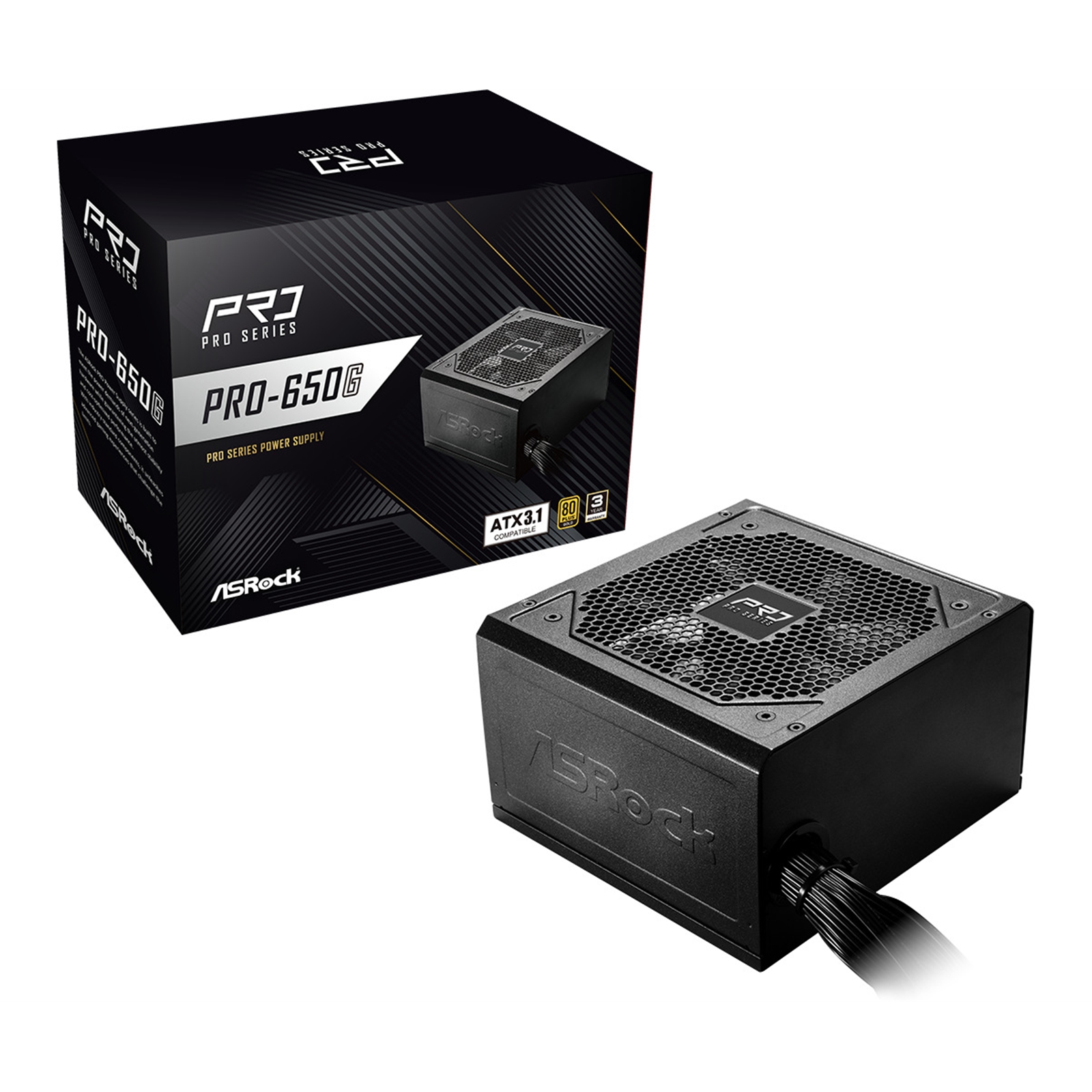 ASRock PRO-650G 650W ATX Power Supply Unit, 80 Plus Gold Certified, 120mm Silent Cooling Fan, High Efficiency PSU - Image 3