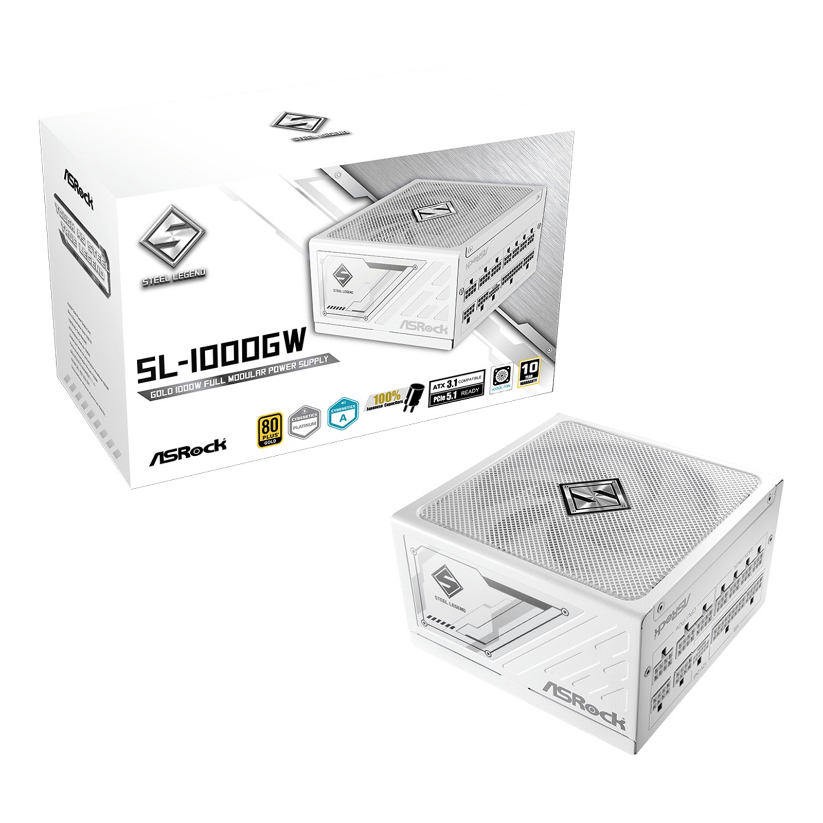 ASRock Steel Legend SL-1000G 1000W ATX Power Supply Unit, 80 Plus Gold Certified, 120mm Silent Cooling Fan, High Efficiency PSU - Image 3