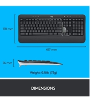 Logitech MK540 Advanced Wireless Keyboard and Mouse Combo for Windows, 2.4 GHz Unifying USB-Receiver, Multimedia Hotkeys, 3-Year Battery Life, for PC, Laptop, QWERTY UK Layout, Black - Image 7