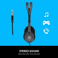 Logitech H111 Wired Headset, Stereo Sound, 3.5mm Audio Jack, Noise-Cancelling Microphone, Black - Image 5