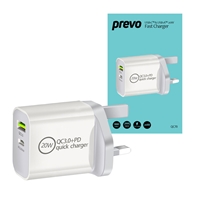 Prevo QC70 20W USB Type-C & USB Type-A Fast Charge Mains Charger with QC 3.0 for Laptops, Ultrabooks, Chromebooks, iPads, MacBooks, Smartphones, Tablets, Mobile Devices, Action Cameras, DSLRs - Image 4