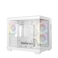DeepCool CG330 3F ARGB Dual-Chamber Micro-ATX Tower Case, Tempered Glass Panels, 3 x 120mm ARGB Fans, USB 3.0, ITX/Micro-ATX, White - Image 4