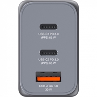 Verbatim GNC-65 GaN Charger 65W with 2 x USB-C PD 65W / 1 x USB-A QC 3.0 (EU/UK/US) - Image 4
