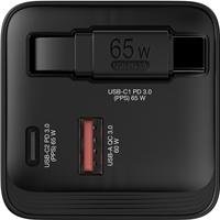 Verbatim GaN Wall Charger 65W 2 Port with Retractable Cable - Image 4