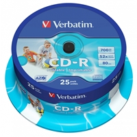 Verbatim CD-R Wide Inkjet Printable ID Branded 25 Pack Spindle AZO 700MB 52X - Image 4