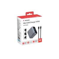 Verbatim Mini GaN Charger 140W With Display, 140W 4-Port + 140W USB-C to USB-C Cable - Image 7