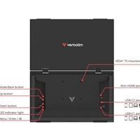 Verbatim Portable 15.6 Dual Monitor Essentials, 1920 x 1080 Resolution, 60Hz, Vesa 75 x 75mm, Built in Speakers 2 x 1W - Image 4