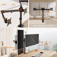 VonHaus Triple Monitor Stand for 17-27" Screens, Three Screen Monitor Mount with Desk Clamp, Height Adjustable, Easy Assemble Stand with Full Tilt, Rotation & Swivel Arms, VESA 75x75 & 100x100mm - Image 5