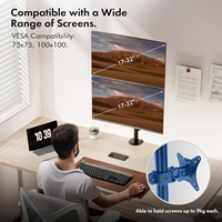VonHaus Vertical Double Monitor Stand for 13-32" Screens, Twin Monitor Mount with Clamp, Height Adjustable, Easy Assemble Stand with Full Tilt, Rotation & Swivel Arms, VESA 75x75 & 100x100mm - Image 4