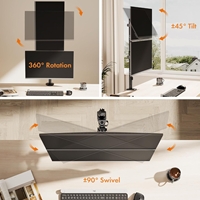 VonHaus Vertical Double Monitor Stand for 13-32" Screens, Twin Monitor Mount with Clamp, Height Adjustable, Easy Assemble Stand with Full Tilt, Rotation & Swivel Arms, VESA 75x75 & 100x100mm - Image 5