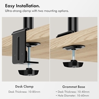 VonHaus Vertical Double Monitor Stand for 13-32" Screens, Twin Monitor Mount with Clamp, Height Adjustable, Easy Assemble Stand with Full Tilt, Rotation & Swivel Arms, VESA 75x75 & 100x100mm - Image 6
