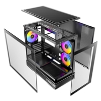 Antec Constellation C2M ARGB Micro-ATX PC Case, 270' Panoramic Tempered Glass, 240mm and 120mm ARGB PWM Fans, USB-C, 360mm Radiator Support, Black - Image 5