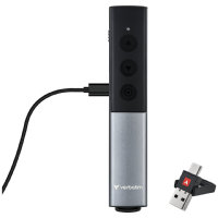 Verbatim Agenda Wireless Presenter With Red Laser Pointer, Up To 100m Wireless Range, Dual USB-A and USB-C Receiver For Universal Compatibility, Plug And Play, Grey / Black - Image 2