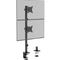 VonHaus Vertical Double Monitor Stand for 13-32" Screens, Twin Monitor Mount with Clamp, Height Adjustable, Easy Assemble Stand with Full Tilt, Rotation & Swivel Arms, VESA 75x75 & 100x100mm