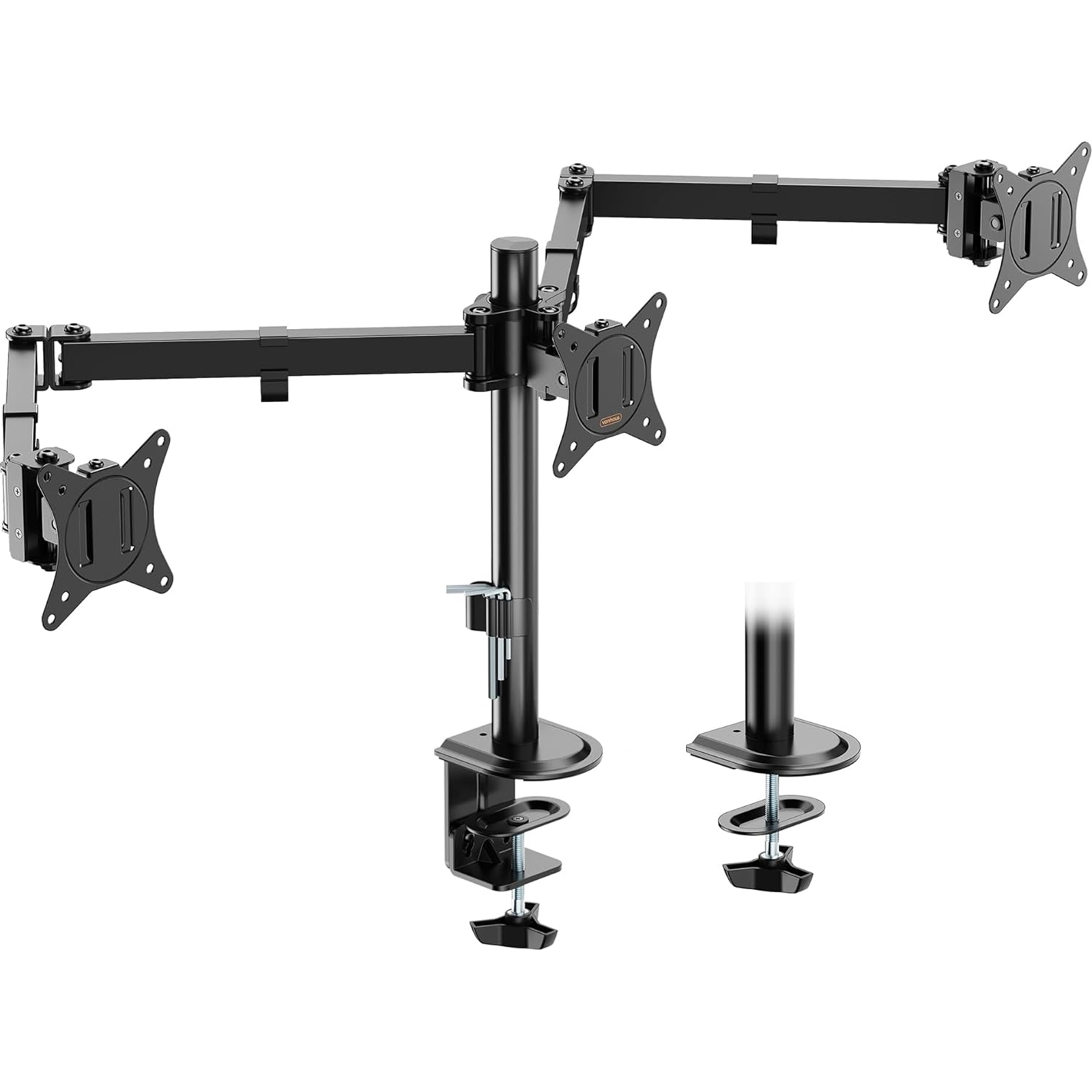 VonHaus Triple Monitor Stand for 17-27" Screens, Three Screen Monitor Mount with Desk Clamp, Height Adjustable, Easy Assemble Stand with Full Tilt, Rotation & Swivel Arms, VESA 75x75 & 100x100mm - Image 3