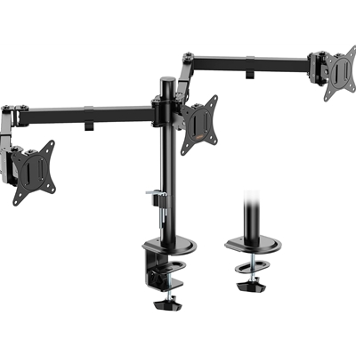 VonHaus Triple Monitor Stand for 17-27" Screens, Three Screen Monitor Mount with Desk Clamp, Height Adjustable, Easy Assemble Stand with Full Tilt, Rotation & Swivel Arms, VESA 75x75 & 100x100mm - Image 2