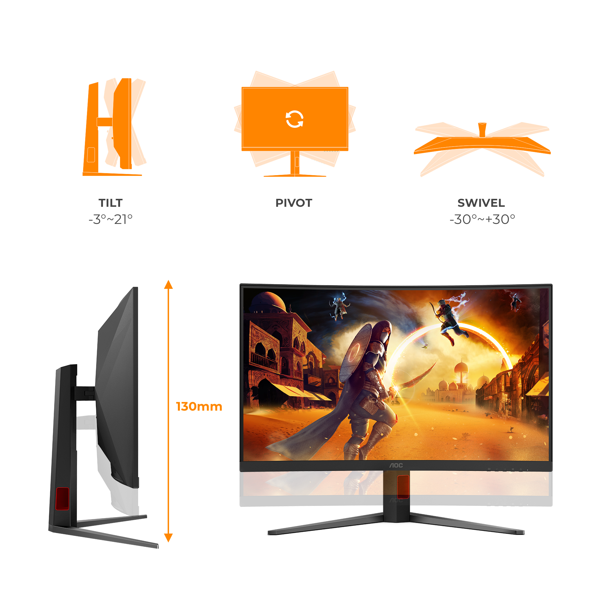 AOC 31.5 VA MONITOR SPK CURVED C32G4Z - Image 4