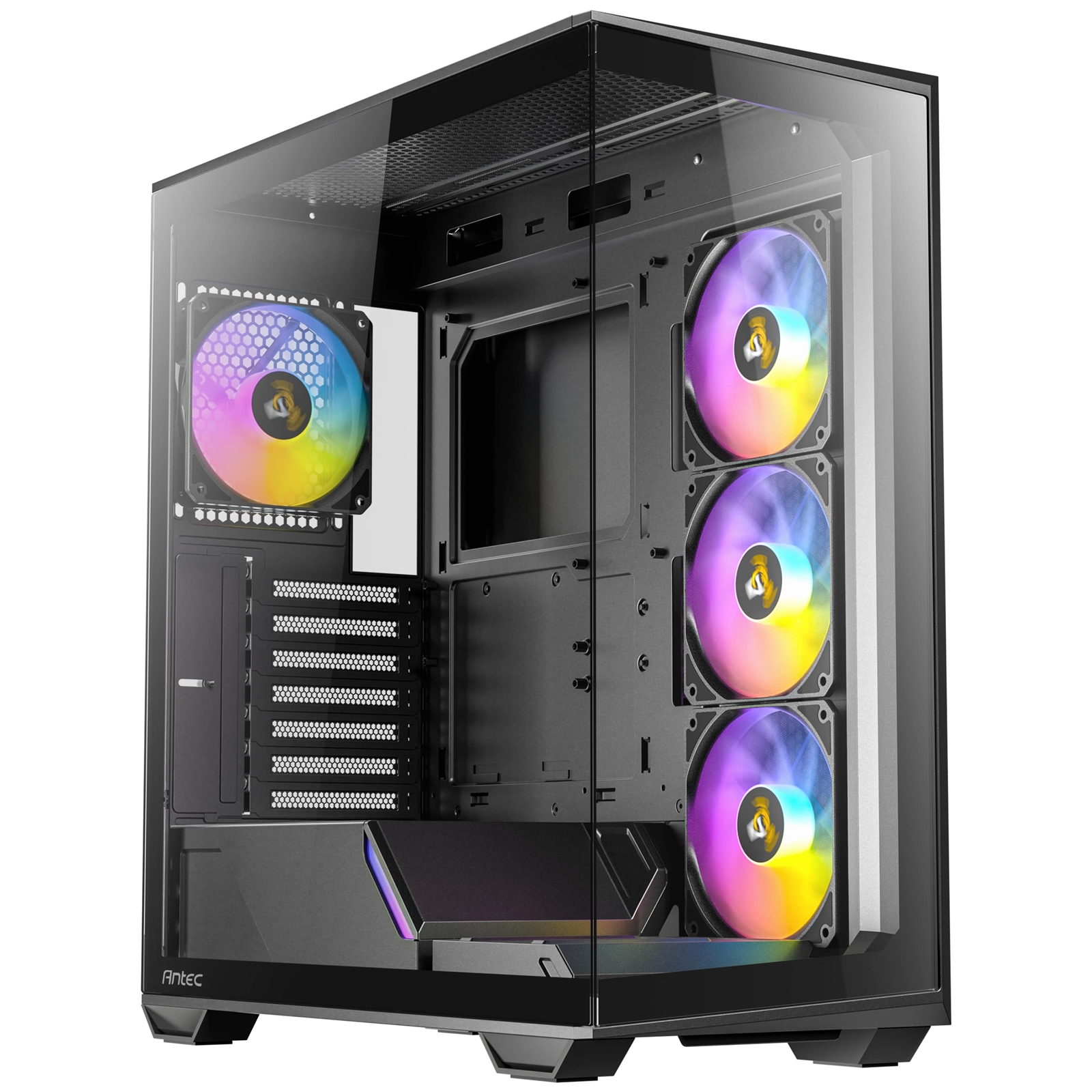 Antec Constellation C3 Mid Tower Gaming Case, 1 x USB Type-C / 1 x USB 3.0, Tempered Glass Front and Side Window Panel, Honeycomb Mesh for Smooth Airflow, 4 x Pre-Installed ARGB LED Fans, ATX, Micro-ATX, ITX Compatible - Image 3
