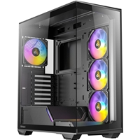 Antec Constellation C3 Mid Tower Gaming Case, 1 x USB Type-C / 1 x USB 3.0, Tempered Glass Front and Side Window Panel, Honeycomb Mesh for Smooth Airflow, 4 x Pre-Installed ARGB LED Fans, ATX, Micro-ATX, ITX Compatible