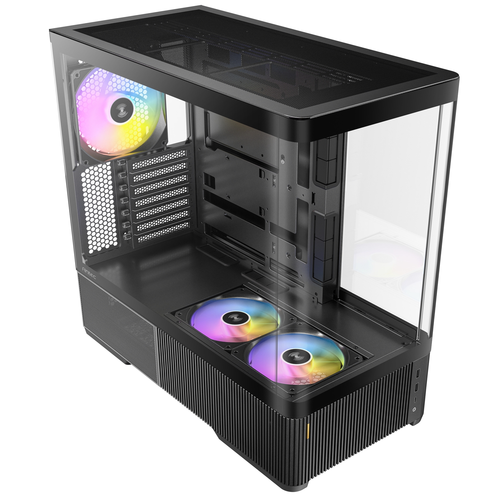Antec Constellation C6 Curve ARGB Mid Tower Gaming PC Case, 3-Sided Curved Tempered Glass, 3 Pre-Installed ARGB PWM Fans, USB-C 10Gbps, 360mm Radiator Support, ATX/Micro-ATX/ITX, Black - Image 3