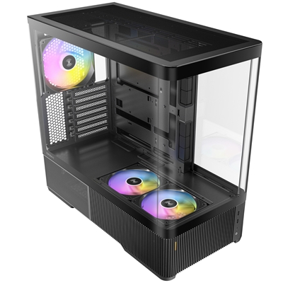 Antec Constellation C6 Curve ARGB Mid Tower Gaming PC Case, 3-Sided Curved Tempered Glass, 3 Pre-Installed ARGB PWM Fans, USB-C 10Gbps, 360mm Radiator Support, ATX/Micro-ATX/ITX, Black - Image 2
