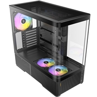 Antec Constellation C6 Curve ARGB Mid Tower Gaming PC Case, 3-Sided Curved Tempered Glass, 3 Pre-Installed ARGB PWM Fans, USB-C 10Gbps, 360mm Radiator Support, ATX/Micro-ATX/ITX, Black