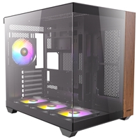 Antec CX800 Wood Mid Tower Gaming Case, 1 x USB Type-C / 1 x USB 3.0, Tempered Glass Front and Side Window Panel, Dual Chamber Design, 4 x Pre-Installed ARGB LED Fans, ATX, Micro-ATX, ITX Compatible
