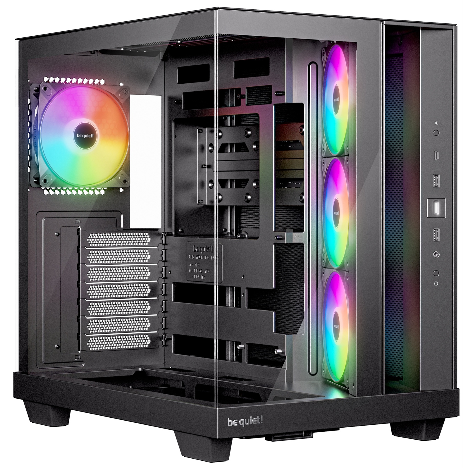 be quiet! BGW85 Light Base 500 LX Mid Tower Gaming Case, 1 x USB Type-C / 2 x USB 3.2, Tempered Glass Front and Side Window Panel, Dual Chamber Layout, 4 x Pre-Installed ARGB Light Wings LX Fans, ATX, Micro-ATX, Mini-ITX Compatible - Image 3