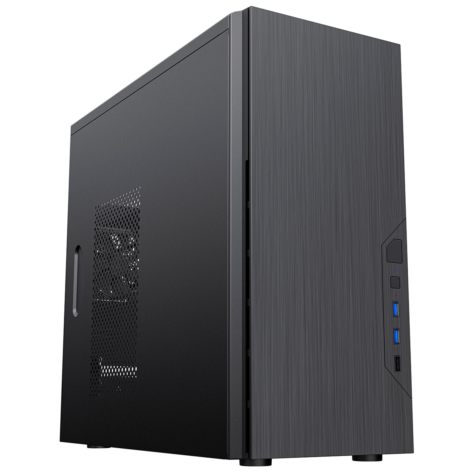 CiT Course Case, Home & Business, Black, Micro Tower, 2 x USB 3.0 / 1 x USB 2.0, Brushed Aluminium Finish for a Refined and Tidy Look, Micro ATX, Mini-ITX - Image 3