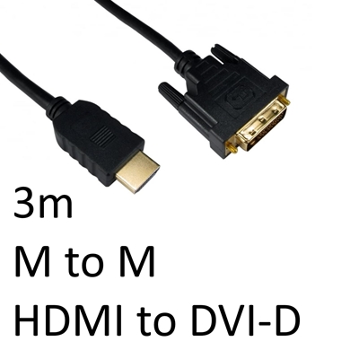 HDMI 1.4 (M) to DVI-D (M) 3m Black OEM Display Cable - Image 2