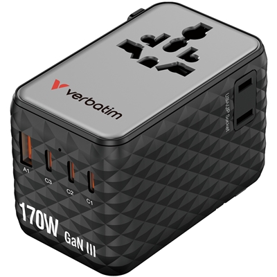 Verbatim Charge 'n' Travel 170W Universal Travel Adapter Black, Charge Up To 6 Devices AT Once - Image 2