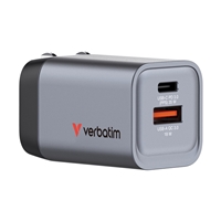 Verbatim GNC-35 GaN Charger 35W with 1 x USB-C PD 35W / 1 x USB-A QC 3.0 (EU/UK/US)