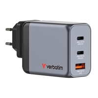 Verbatim GNC-65 GaN Charger 65W with 2 x USB-C PD 65W / 1 x USB-A QC 3.0 (EU/UK/US)