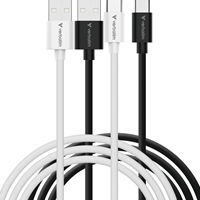 Verbatim Essentials Sync & Charge USB-A to C Cables (2 pack) Black & White,1m,18W QC, 480Mbps, Quick Charge 3.0 Support Up To 18W Charging